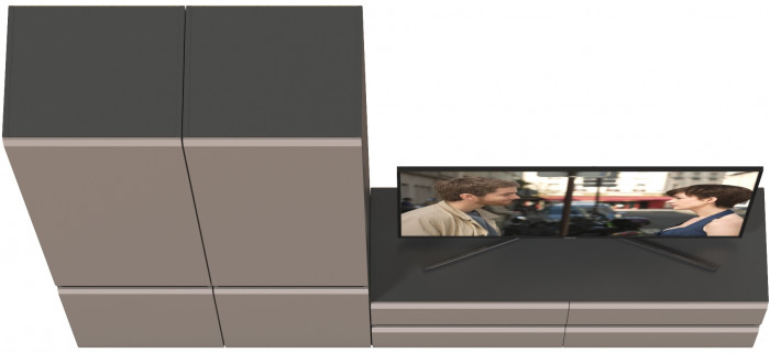 Сидней Комплектация № 007, цвет корпус: антрацит/фасады: МДФ веллюто капучино, ШхГхВ 229,9х41,3х205,2 см., ниша для ТВ 129х41х100 см., универс. сборка