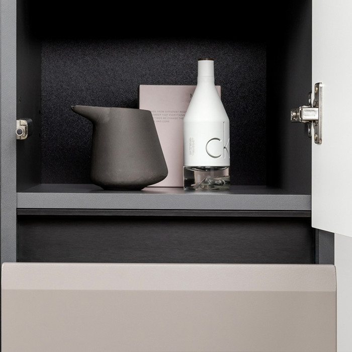 Сидней 13.202 Шкаф с ящиком + Шкаф 13.200, корпус: антрацит/фасады: МДФ веллюто капучино