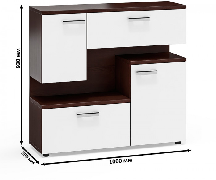 Тумба ТВ С-МД-С1-1000, венге/белый шагрень