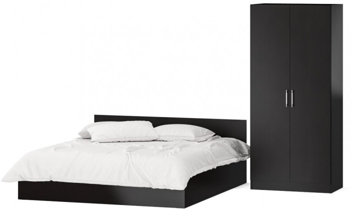 Кровать 1800 + Шкаф 2-х створчатый Стандарт, цвет венге, ШхГхВ 183,5х203,5х70 + 90х52х200 см., сп.м. 1800х2000 мм., без матраса, основание есть