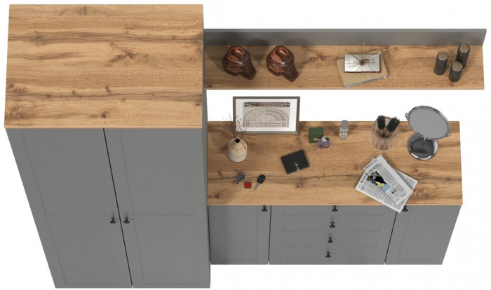 Остин Прихожая 62, серый графит/дуб крафт золотой