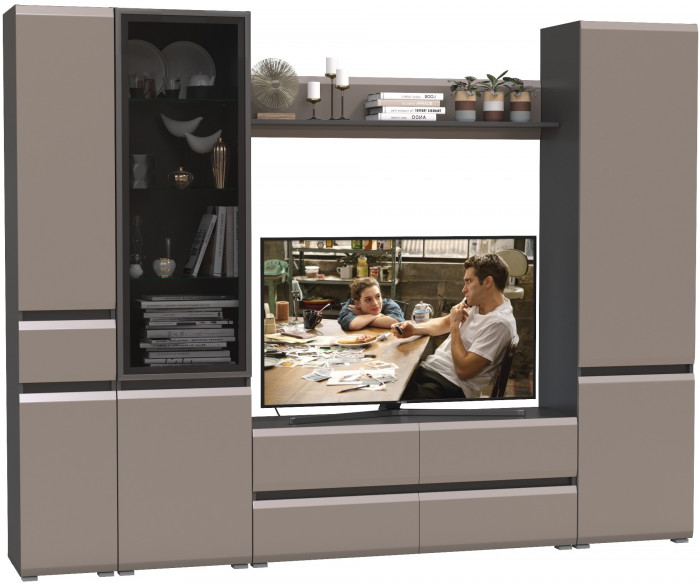 Сидней Комплектация № 055, корпус: антрацит/фасады: МДФ веллюто капучино