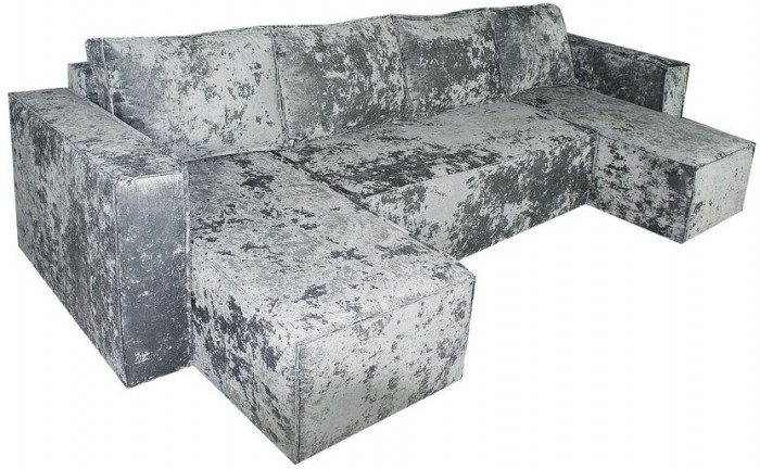 Диван-кровать Лофт Люкс Плюш П-образный с 2 отоманками, еврокнижка, 145х270, серый