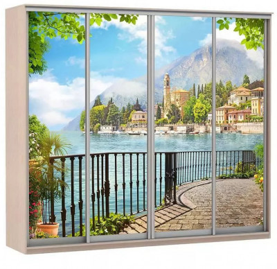 Шкаф купе Модерн 2362х450 4-х дверный 4-х секционный фотопечать №4 ясень