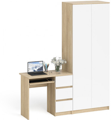 Мори Стол компьютерный МС-6 правый + Шкаф МШ800.1, цвет дуб сонома/белый, ШхГхВ 170,4х50,4х209,6 см., выдвижные ящики справа, НЕ универсальная сборка