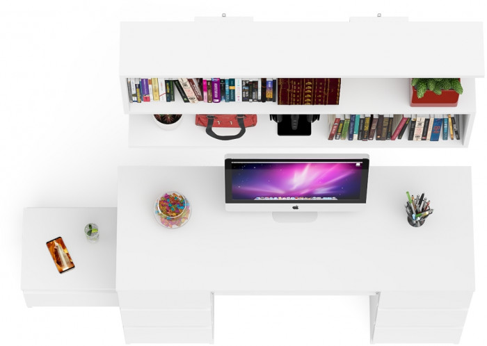 Мори компьютерный стол МС-2 + Тумба ТМП400.1 + Полка 1200, белый