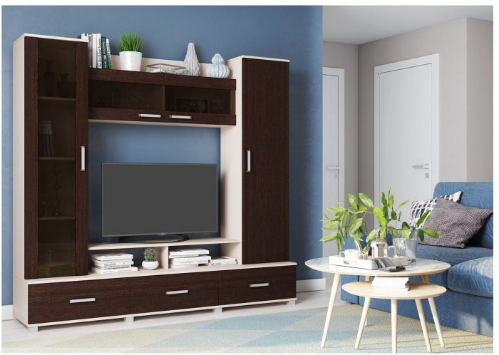 Гостиная Соло-8, Венге / Дуб молочный (Дуб молочный, Венге)