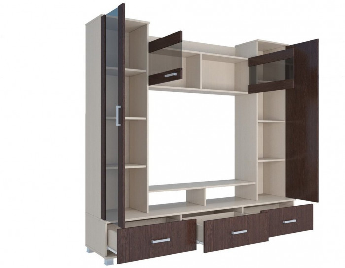 Гостиная Соло-8, Венге / Дуб молочный (Дуб молочный, Венге)