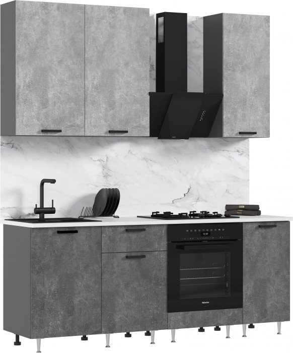 Кухня Рио NEW ЛДСП 2,0/900м (490) Компановка №2 Бетон светлый/Бетон темный, Графит