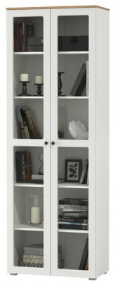 Остин 16.394.02 Шкаф-витрина, белый шагрень/дуб крафт золотой