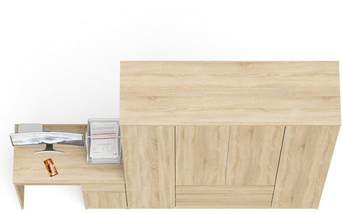 Мори компьютерный стол МС-1 правый + Шкаф МШ1600.1, дуб сонома