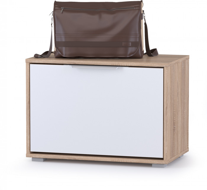 Куба Прихожая 4, обувница 13.58 + Вешалка 10.122 + обувница 13.113 + Зеркало, цвет дуб сонома/белый премиум, ШхГхВ 130х38,3х210,6 см., ун. сборка