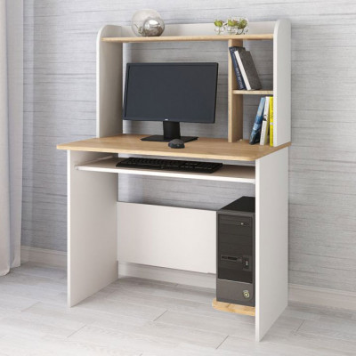 Стол компьютерный Грета-2 (900*1300*600) белый/дуб крафт золотой