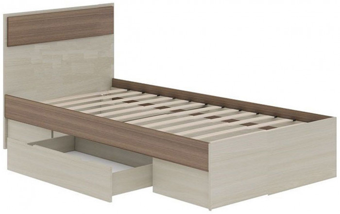 NEXT 71 Кровать односпальная с ящиком 800 Ясень Шимо темный / Ясень Шимо светлый