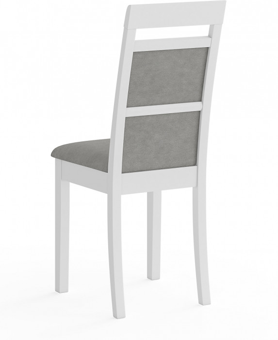 Стул Мебель--24 разборный Гольф-12, цвет белый, обивка ткань велюр серый 63, ШхГхВ 40х40х100 см., от пола до верха сиденья 47 см. (мягкая спинка)