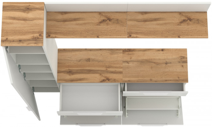 Октава Прихожая 34, белый шагрень/дуб крафт золотой/фасады МДФ белый шагрень