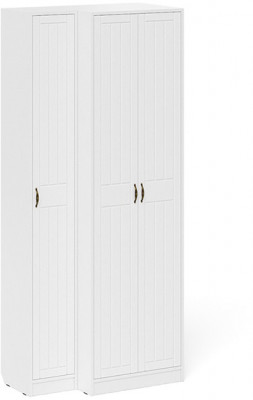 Прихожая П-6 Шкаф + Пенал, белая шагрень/фасады МДФ белое дерево фрезеровка прованс