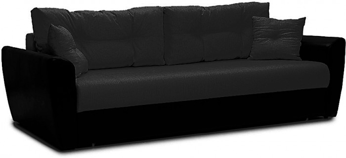 Диван еврокнижка Амстердам 160 велюр черный/экокожа черная