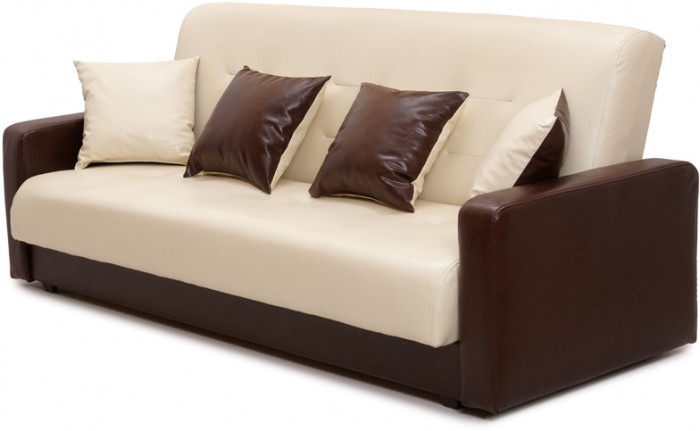 Диван-книжка Аккорд 140х190, экокожа коричнево-бежевый