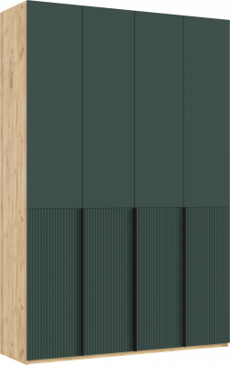 Марвэл Шкаф 4-х створчатый 1600, с доп.ящиками Браш Мени Грин, Дуб Крафт
