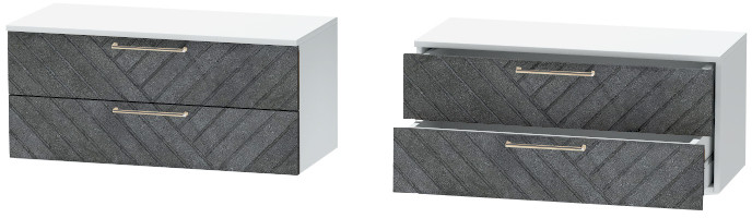 Тумба-5 прикроватная подвесная "Иннэс-7", Белый/Бетон графит