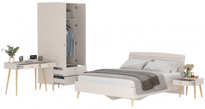 Афина Спальня 26-1600, цвет кашемир серый, сп.м. 1600х2000 мм., б/м, основание есть - фанера