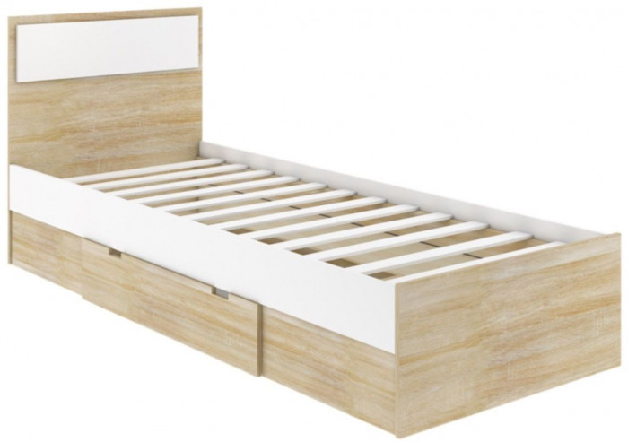 NEXT 71 Кровать односпальная с ящиком 800 Белый / Дуб Сонома