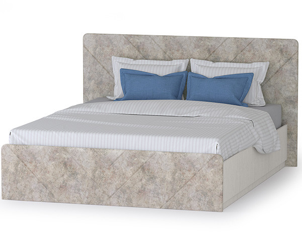 Амели Кровать 11.31 БЕЗ ортопеда, цвет шёлковый камень/бетон чикаго беж, ШхГхВ 181,4х205,2х104,3 см., сп. м. 1600х2000 мм., б/м, БЕЗ ортопеда