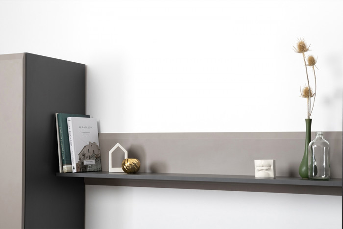 Сидней Комплектация № 046, цвет корпус: антрацит/фасады: МДФ веллюто капучино, ШхГхВ 179,9х41,3х205,2 см., ниша для ТВ 129х41х98 см., универс. сборка