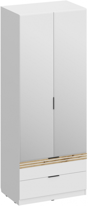 Шкаф 2-х створчатый с ящиками и зеркалом ШК-4116, Белый/Профиль МДФ Дуб вотан