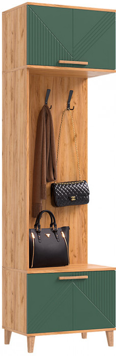 Модульная прихожая Ирис, Крафт золотой/Браш мени грин