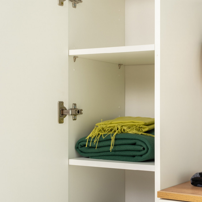 Октава Прихожая 35, белый шагрень/дуб крафт золотой/фасады МДФ белый шагрень