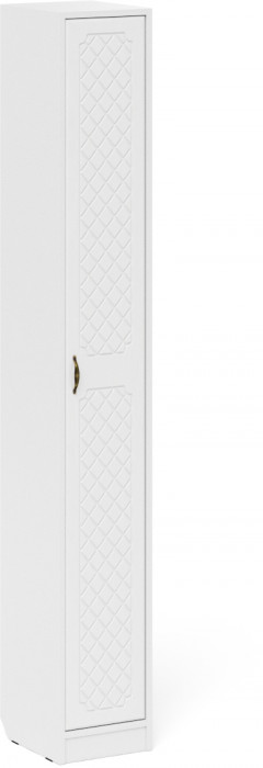 Прихожая П-6 Шкаф + Пенал, белая шагрень/фасады МДФ белое дерево фрезеровка ромб