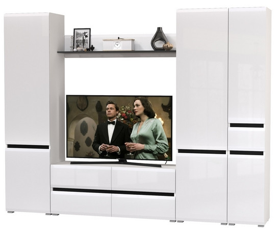 Сидней Комплектация № 057, корпус: белый/чёрный/фасады: МДФ белый глянец