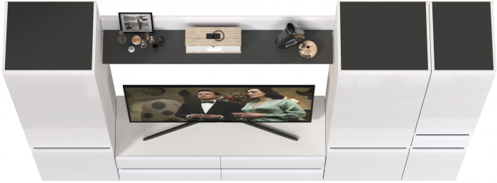 Сидней Комплектация № 057, корпус: белый/чёрный/фасады: МДФ белый глянец