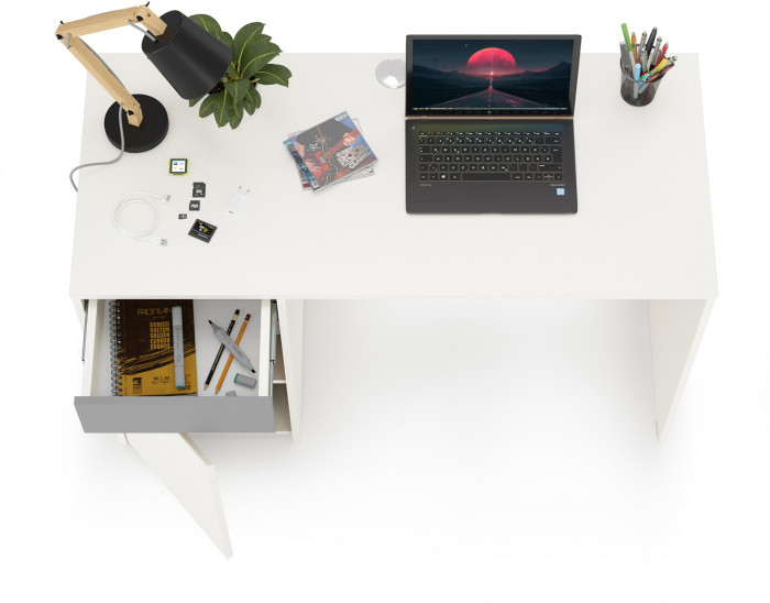 Торонто 12.149 Стол, белый шагрень/стальной серый