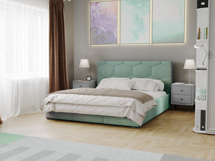 Манука Кровать интерьерная 160 мятный, ортопед