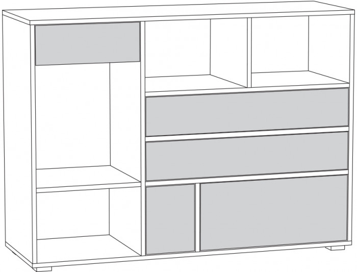 Вайс Комод 10.104, цвет морское дерево винтаж/камень тёмный/бензин/мята/белый премиум, ШхГхВ 121,2х39,9х88,8 см., НЕ универсальная сборка
