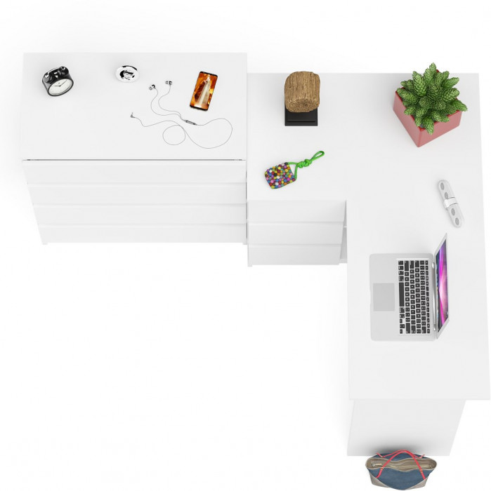 Мори компьютерный стол МС-16 левый + Комод МК800.4, белый