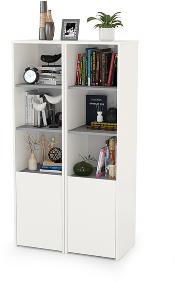 Торонто 13.13 Шкаф комбинированный + 13.13 Шкаф комбинированный, белый шагрень/стальной серый