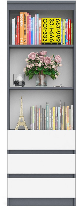 Мори Стеллаж МСТ600.3, графит/белый