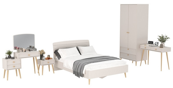 Афина Спальня 27-1400, цвет кашемир серый, сп.м. 1400х2000 мм., б/м, основание есть - фанера