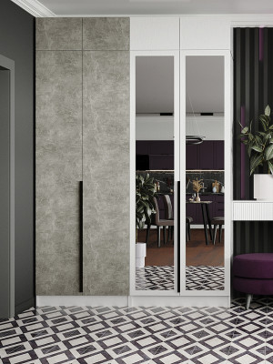 Шкаф Мадрид, композиция 16, Белый/Ателье светлое