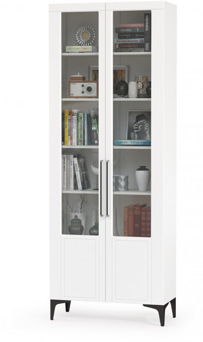 Валенсия Гостиная 13.217 Шкаф, цвет ЛДСП белый шагрень/МДФ белый шагрень, ШхГхВ 84,1х38,1х225,2 см.