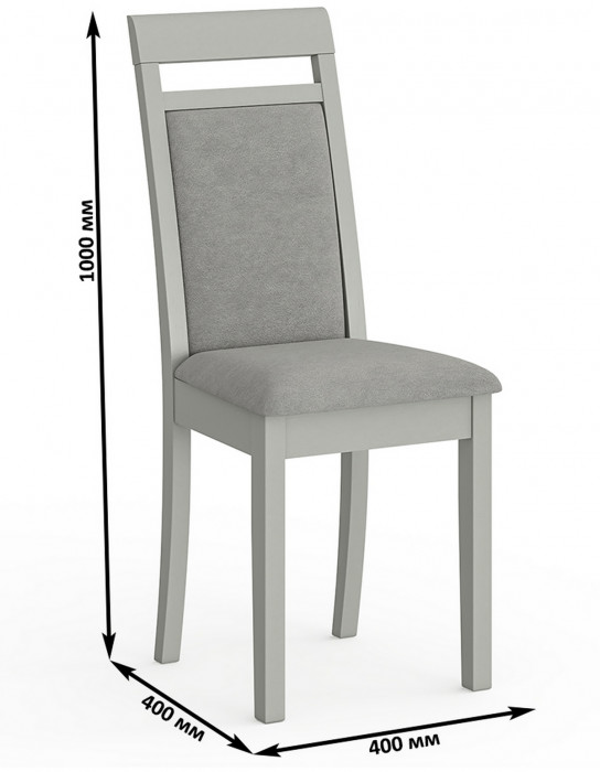 Стул Мебель--24 разборный Гольф-12, цвет серый, обивка ткань велюр серый 63, ШхГхВ 40х40х100 см., от пола до верха сиденья 47 см. (мягкая спинка)