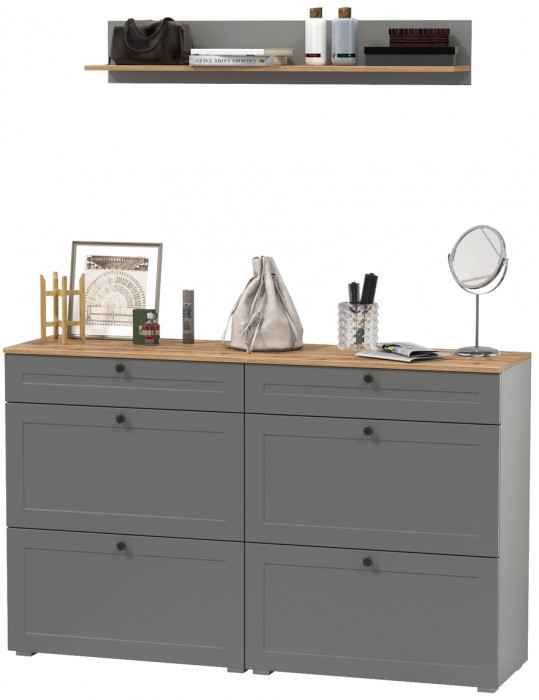 Остин Прихожая 66, серый графит/дуб крафт золотой