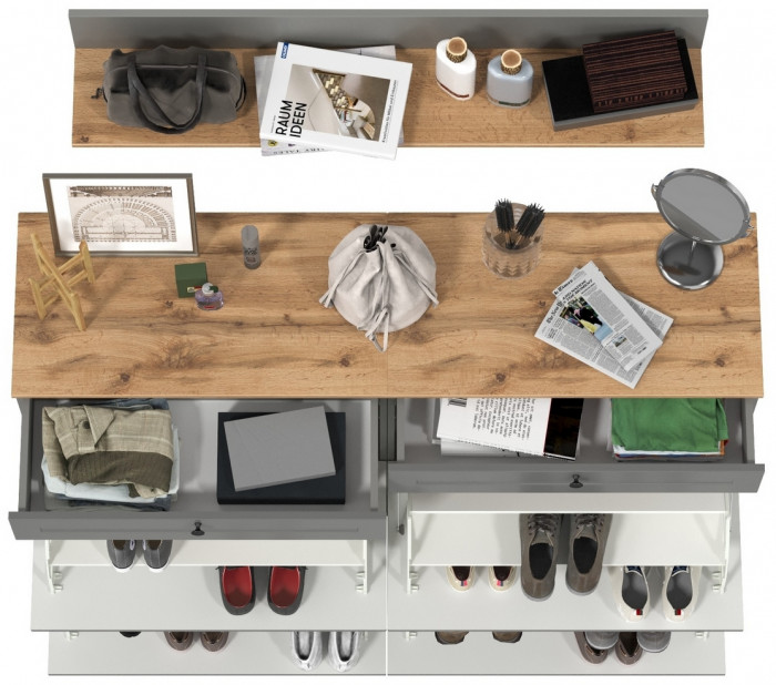 Остин Прихожая 66, серый графит/дуб крафт золотой