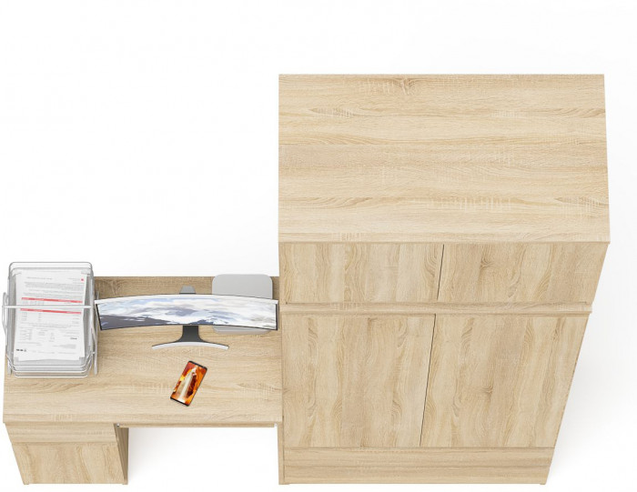 Мори компьютерный стол МС-1 левый + Шкаф МШ900.1 + Антресоль МА900.1, дуб сонома