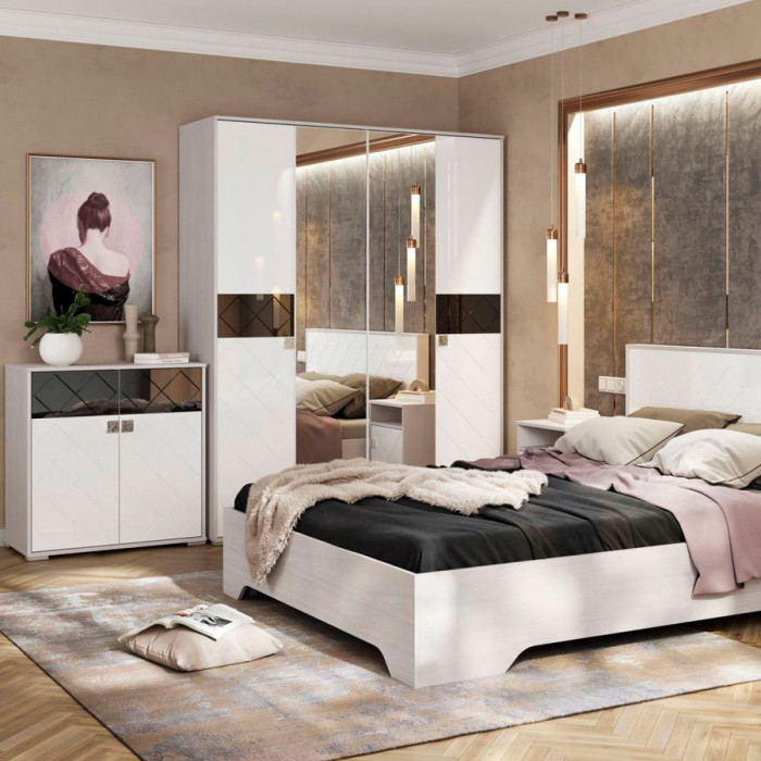 Комод Сальма КМ 021 (838х872х460) анкор/белый глянец