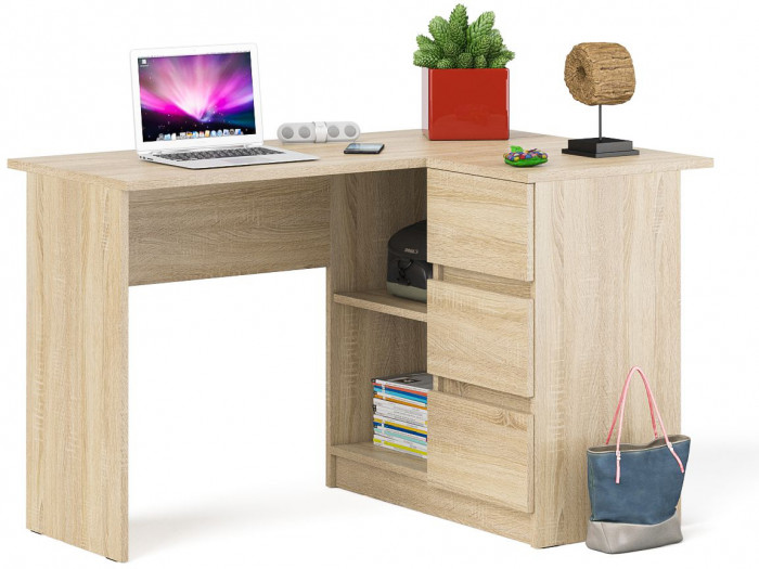 Мори компьютерный стол МС-16 правый, дуб сонома